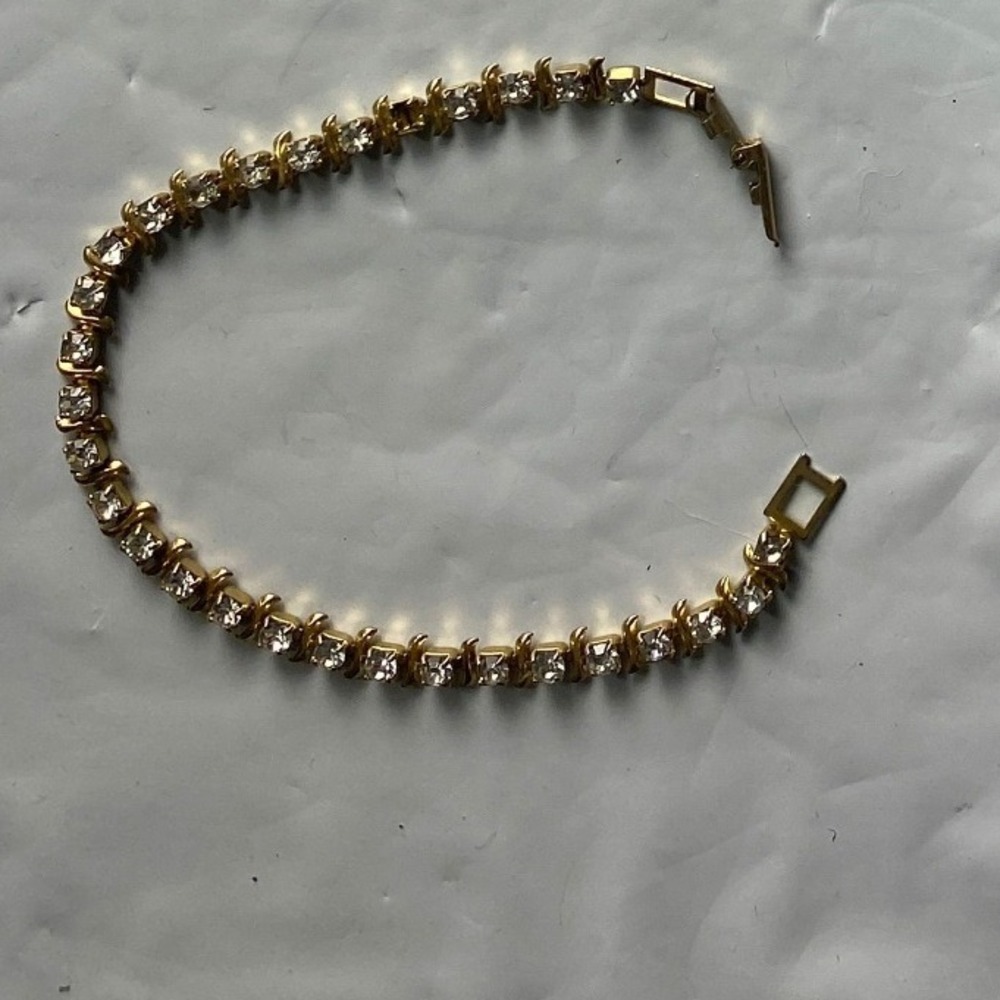 Gold‎ Tone Tennis Bracelet Sparkling Stones Fashion Jewelry Women